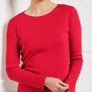 Talbots Long Sleeve Crew Neck Tee Shirt Red